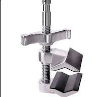 a metal clamp on a white background